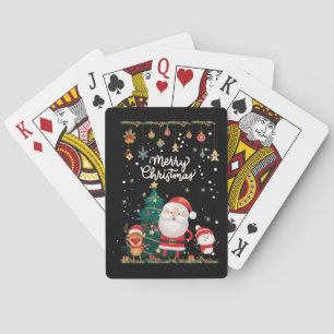 Baraja De Cartas Nochebuena divertida, hombre de nieve, reno Feliz