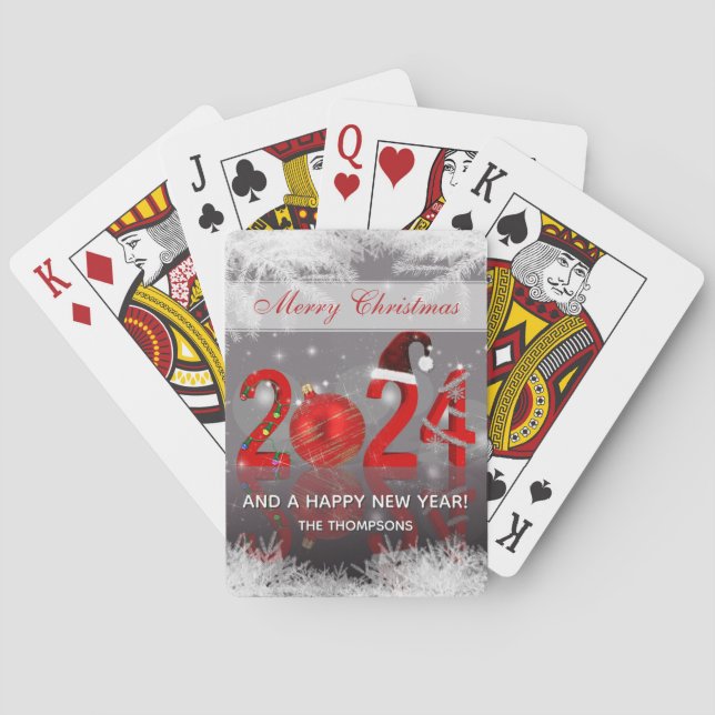 Baraja De Cartas Nochebuena navideña navideña roja 2024 (Reverso)