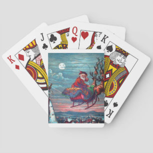 Baraja De Cartas Nochebuena vintage Santa y reno