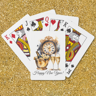 Baraja De Cartas Nochevieja negra y dorada