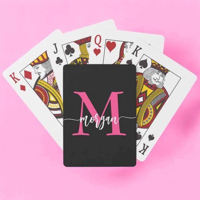 Baraja De Cartas Nombra de Monograma del guión moderno rosado calie (Subido por el creador)