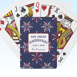Baraja De Cartas Nombre, 250 años América 1776-2026 Fuegos artifici