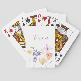 Baraja De Cartas Nombre de acuarela Flor silvestre boho minimalista