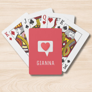 Baraja De Cartas Nombre de amor de corazón rojo personalizado