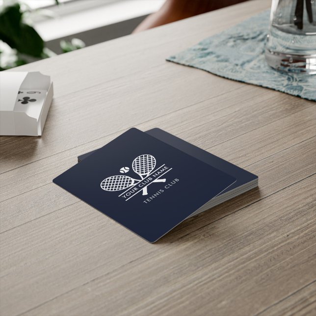 Baraja De Cartas Nombre de club deportivo Equipo de tenis Sala de j (Tennis Club Navy Blue Custom Playing Cards)
