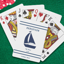Baraja De Cartas Nombre de familia de casa de lago azul marino náut