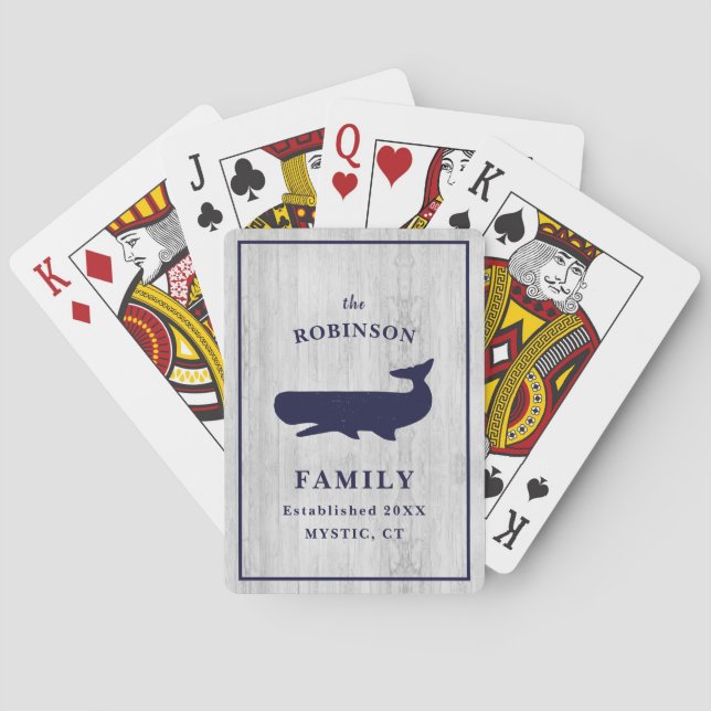 Baraja De Cartas Nombre de familia náutica Monograma Beach House Ru (Reverso)