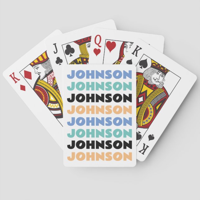 Baraja De Cartas Nombre de familia personalizado de retro (Reverso)