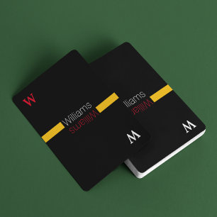 Baraja De Cartas Nombre de familia personalizado - negro elegante y