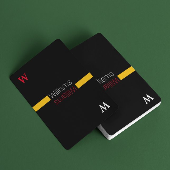 Baraja De Cartas Nombre de familia personalizado - negro elegante y (play the game)