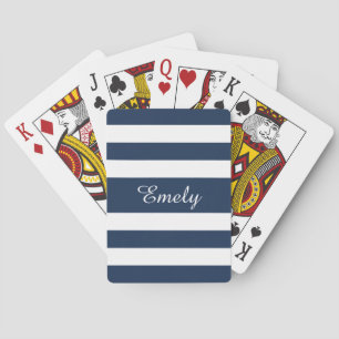 Baraja De Cartas Nombre de guión azul marino moderno