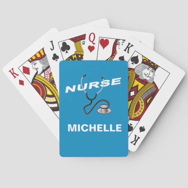 Baraja De Cartas Nombre de la enfermera personalizado (Reverso)