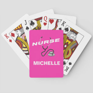 Baraja De Cartas Nombre de la enfermera Personalizado PINK