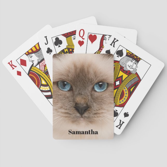 Baraja De Cartas Nombre de la foto del gato (Reverso)