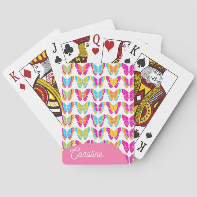 Baraja De Cartas Nombre de las mariposas de arcoiris crudas (Reverso)