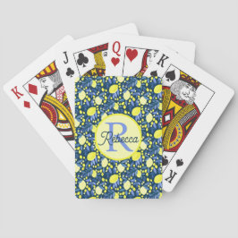 Baraja De Cartas Nombre de monograma chic limones cítricos rústicos