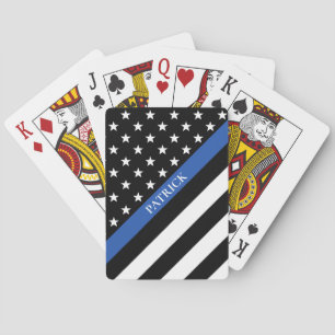 Baraja De Cartas Nombre de monograma de bandera estadounidense de l