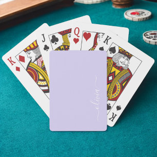 Baraja De Cartas Nombre de monograma de letra script moderna lila p