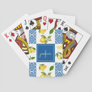 Baraja De Cartas Nombre de Monograma de Limón Patrón de Baldosa Paí