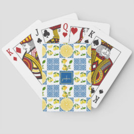 Baraja De Cartas Nombre de monograma de limón Patrón de baldosas de