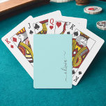 Baraja De Cartas Nombre de Monograma del Guión Azul Verde azulado M<br><div class="desc">Tarjetas de reproducción de nombres de monograma de escritura simple Verde azulada Aqua Blue. Esto hace que el dulce perfecto cumpleaños 16,  boda,  ducha de novia,  aniversario,  ducha de bebé o fiesta de soltera sea regalo para alguien que ama el lujo glam y los estilos de moda.</div>