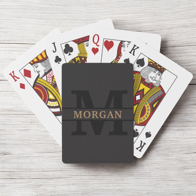 Baraja De Cartas Nombre de Monograma Elegante Personalizado de Oro  (Subido por el creador)