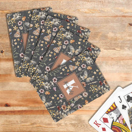 Baraja De Cartas Nombre de monograma floral boho moderno