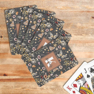 Baraja De Cartas Nombre de monograma floral boho moderno