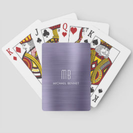 Baraja De Cartas Nombre de monograma metálico elegante de color púr
