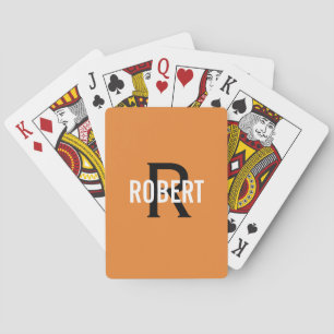Baraja De Cartas Nombre de monograma naranja moderno