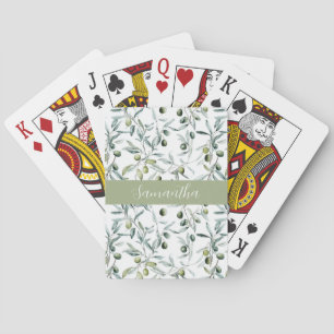 Baraja De Cartas Nombre de olivo en verde salvia estilo francés rur