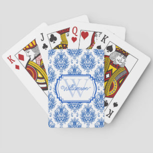 Baraja De Cartas Nombre de patrón de toile de Damasco francés azul