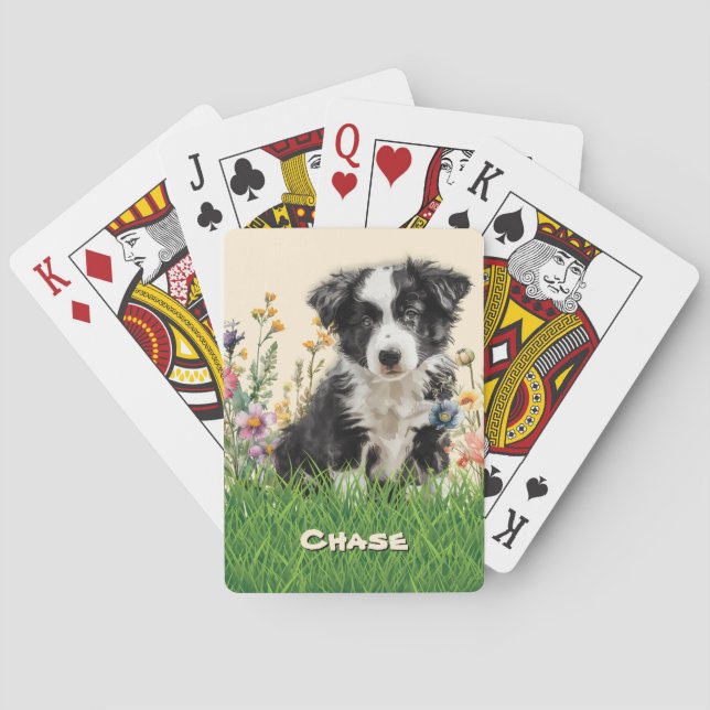 Baraja De Cartas Nombre de perro Border Collie (Reverso)