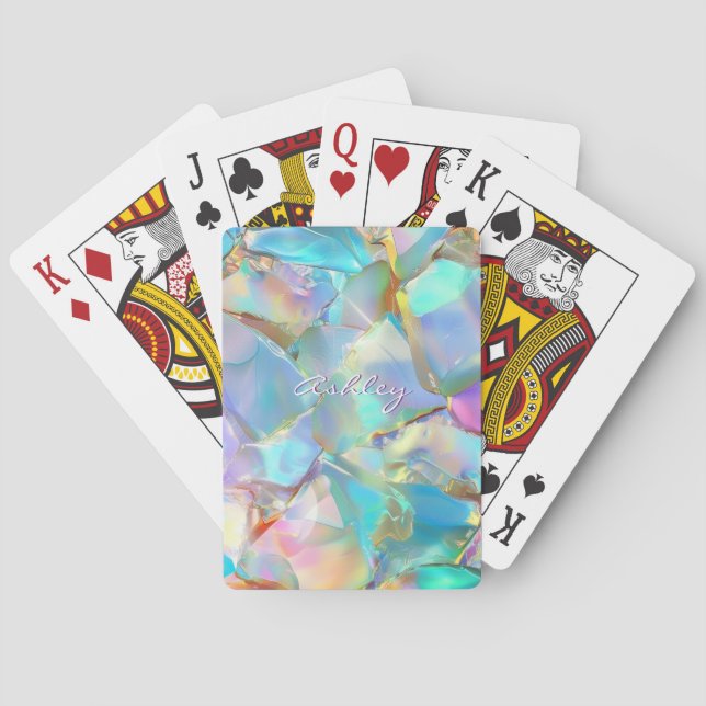 Baraja De Cartas Nombre de script blanco en fondo óptico (Reverso)