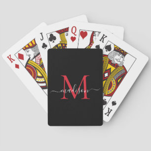 Baraja De Cartas Nombre de script estilo burdeos rojo negro