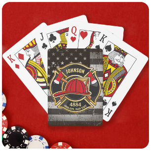 Baraja De Cartas NOMBRE DEL bombero Bombero Bomba Bandera del Depar