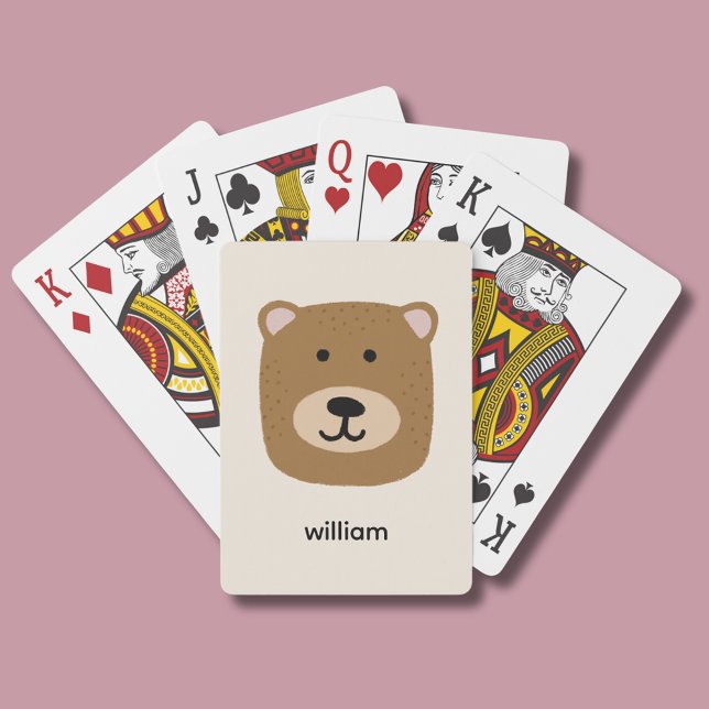 Baraja De Cartas Nombre del oso marrón (Brown bear personalized playing cards.  Customize with your own name or choice of text.)