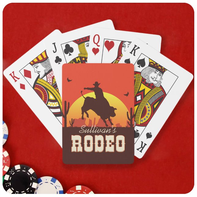 Baraja De Cartas NOMBRE DEL personalizable Rodeo de Cowboy Bull Rid (Subido por el creador)