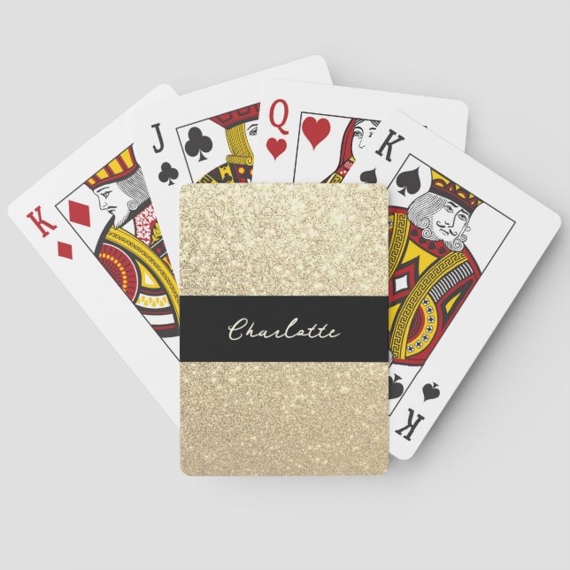 Baraja De Cartas Nombre del Purpurina de Luxury Sparkle Gold (Reverso)