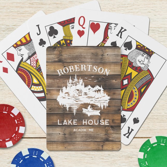 Baraja De Cartas Nombre Familiar Lake House Rustic Wood (Subido por el creador)