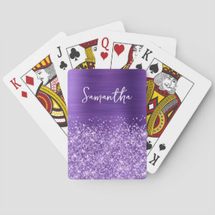 Baraja De Cartas Nombre Glam Morado Amatista Brillante