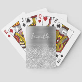 Baraja De Cartas Nombre Glam Plateado Brillante