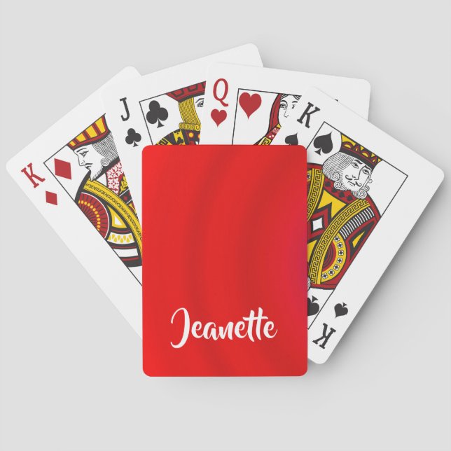 Baraja De Cartas Nombre Jumbo, Gradiente Rojo Sólido (Reverso)