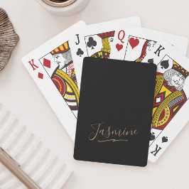 Baraja De Cartas Nombre moderno de guión femenino de oro negro