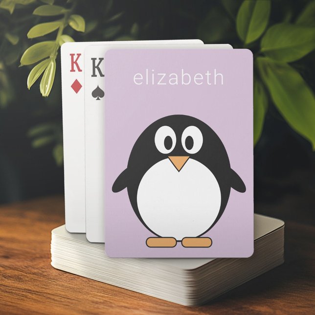 Baraja De Cartas Nombre moderno púrpura púrpura Personalizado pingü (Personalized playing cards)