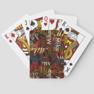 Baraja De Cartas Nombre modificable Monograma repetido Marrón