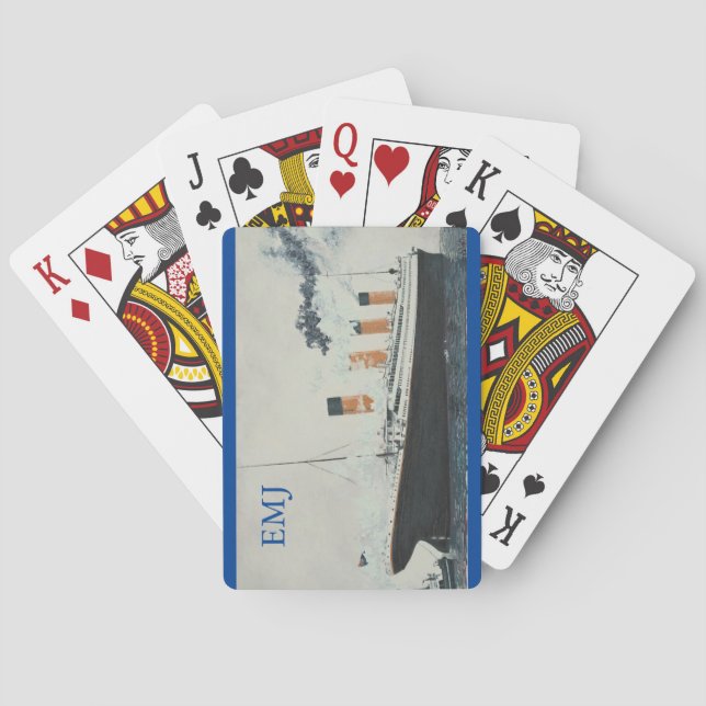 Baraja De Cartas Nombre monograma de buque transversal oceánico vin (Reverso)