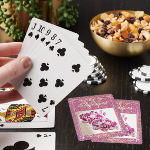 Baraja De Cartas Nombre Monograma Personalizado Floral Foto Brillan