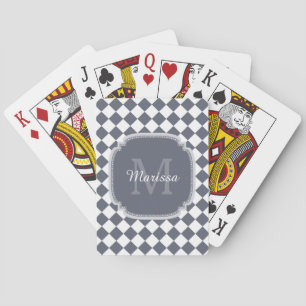 Baraja De Cartas Nombre monogramado de color gris y blanco trendy
