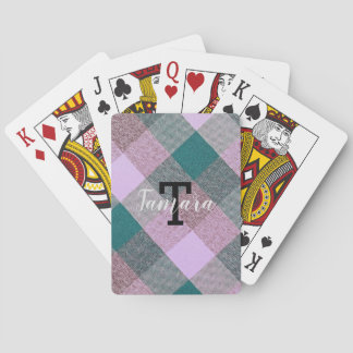 Baraja De Cartas Nombre monogramado escandinavo Verde azulado rosad